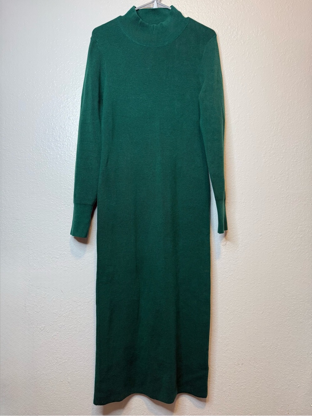 J. Crew Emerald Green Mock Neck Knit Sweater Dress Size Large Jewel Tone Party